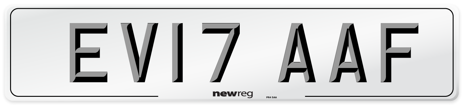 EV17 AAF Number Plate from New Reg